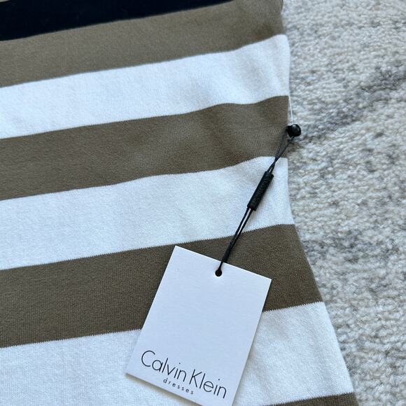 NWT Calvin Klein Striped Knit Crew Neck Sleeveless Mini Dress Size M - Picture 6 of 10